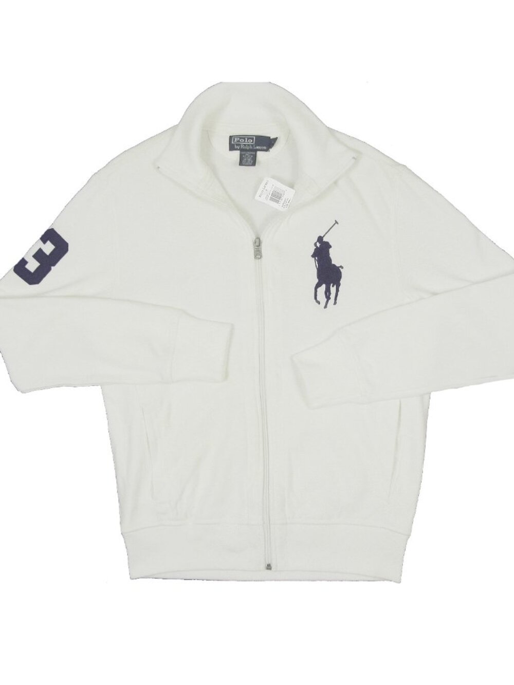 NEW Vintage Polo Ralph Lauren Sweatshirt!  Small  White  Navy Big Pony  Full Zip